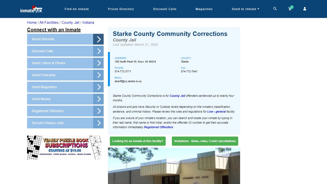 Starke County Community Corrections - Inmate Locator - Knox, IN